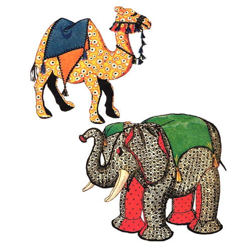 Elephant and Camel Pattern Vintage 1930